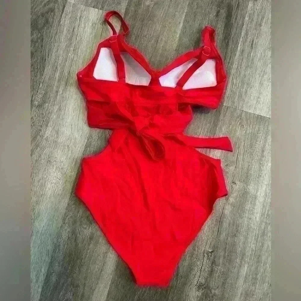 Cupshe Red Cutout One Piece Swimsuit with molded cups - Picture 5 of 10